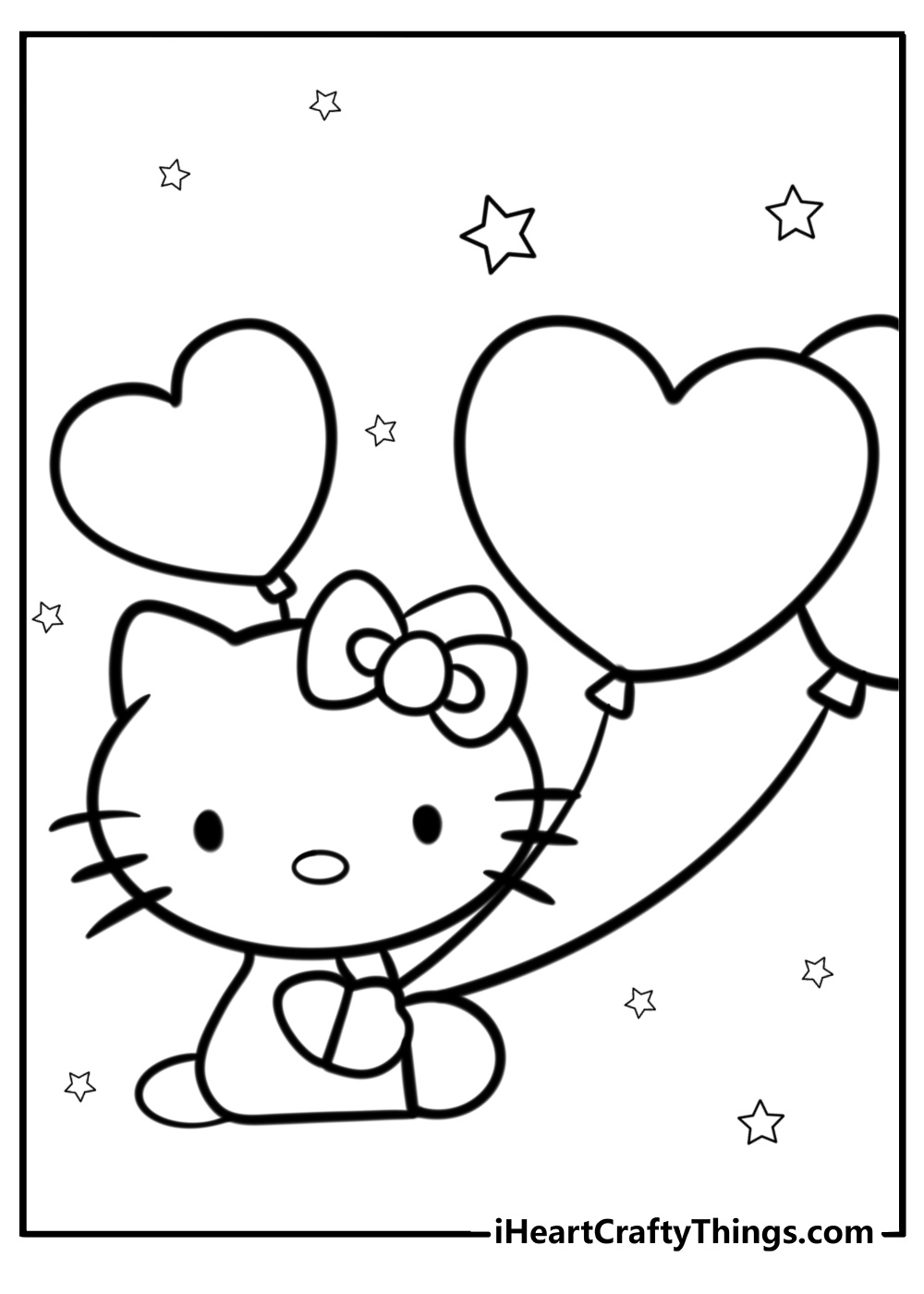 Hello kitty holding a balloon cute coloring sheet