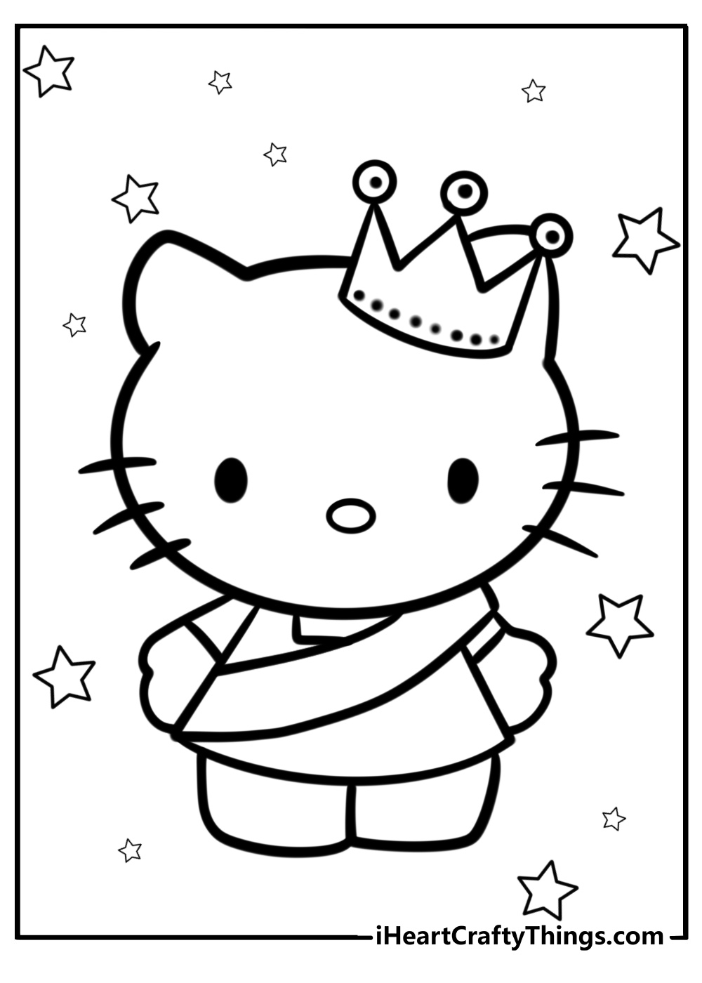 Hello kitty wearing a crown simple coloring sheet