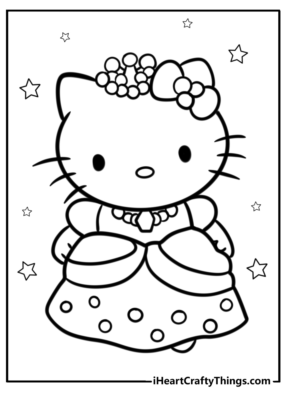 Hello kitty wearing a dress simple coloring sheet