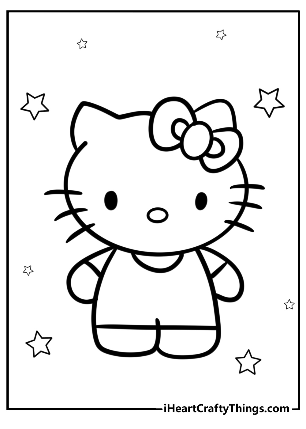 Hello kitty with a bow on her head free coloring page