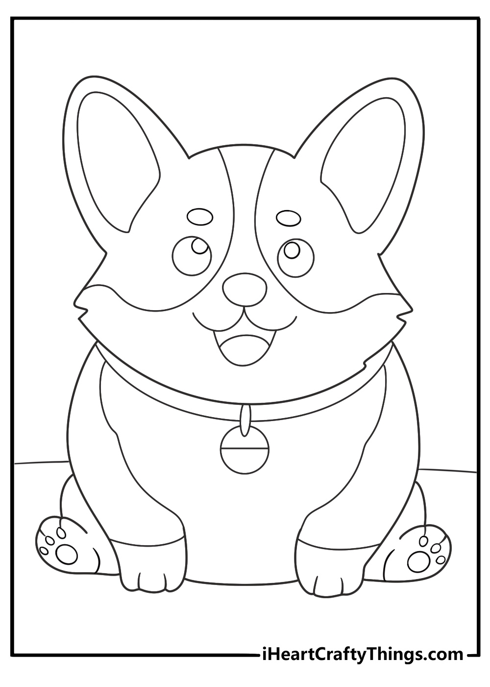 kawaii corgi chibi style short legs big ears printable