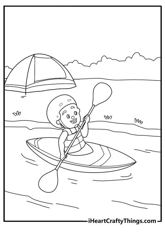 kayak launch area at lakeshore camping coloring sheet download