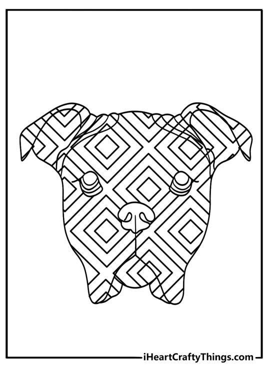 mandala dog head with zentangle patterns for adults