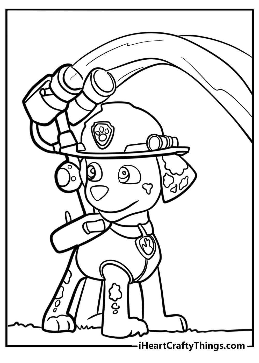 Marshall spraying water detailed coloring sheet