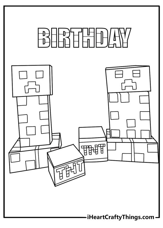 minecraft birthday coloring page