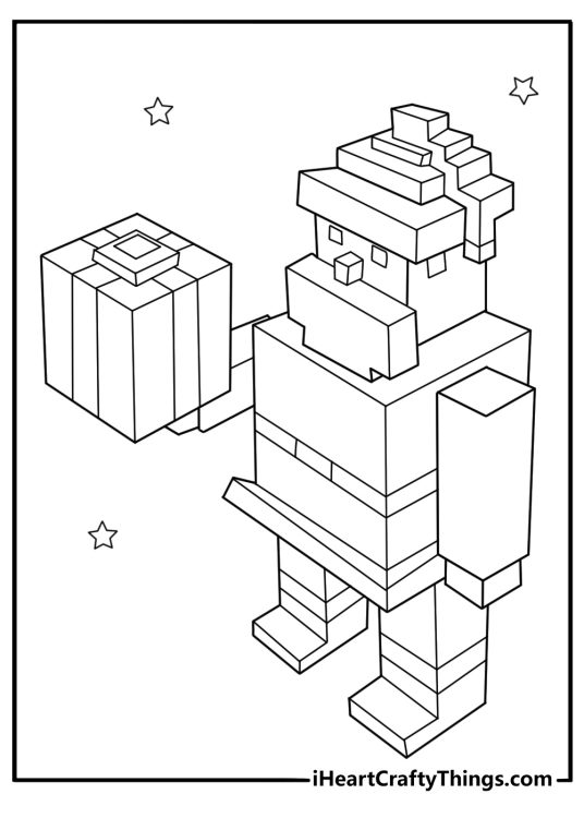 minecraft christmas coloring page