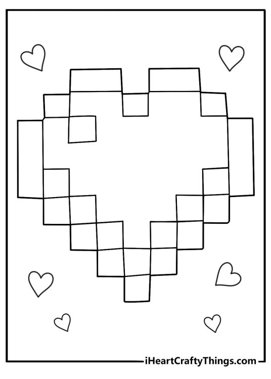 minecraft heart coloring page
