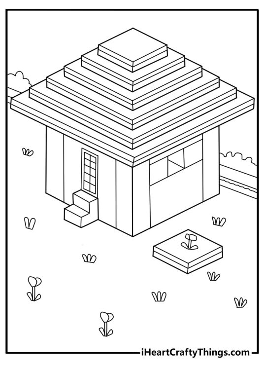 minecraft house coloring page