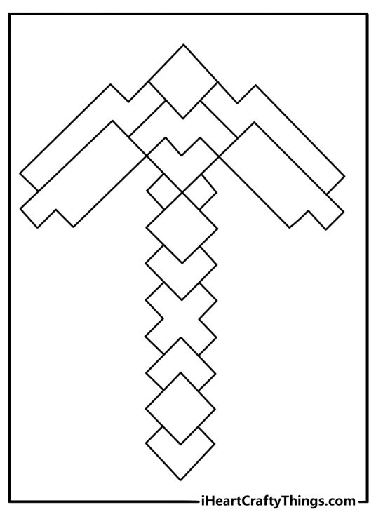 minecraft pickaxe coloring page