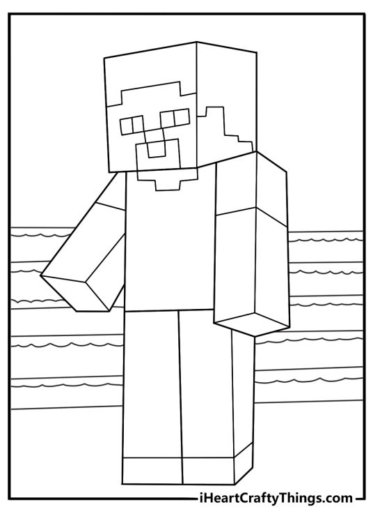 minecraft steve coloring page