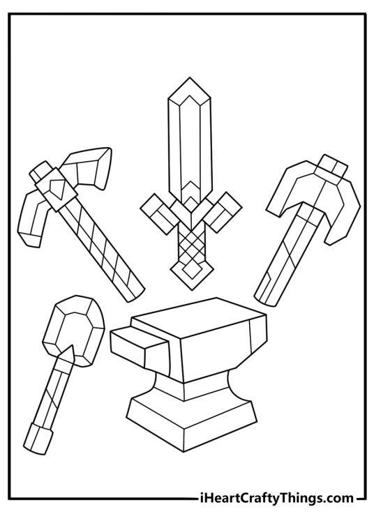 minecraft tools coloring page