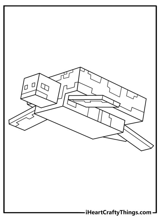 minecraft turtle coloring page