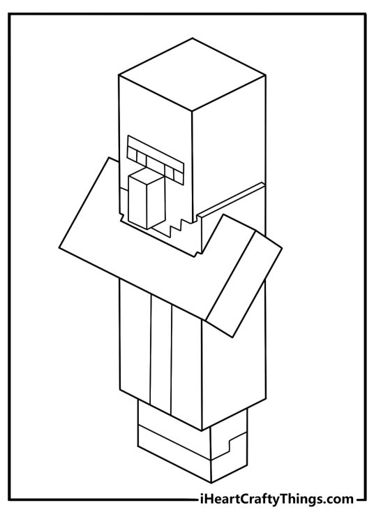 minecraft villager coloring page