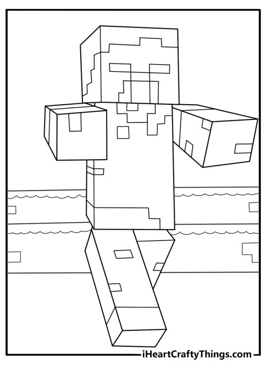 minecraft zombie coloring page