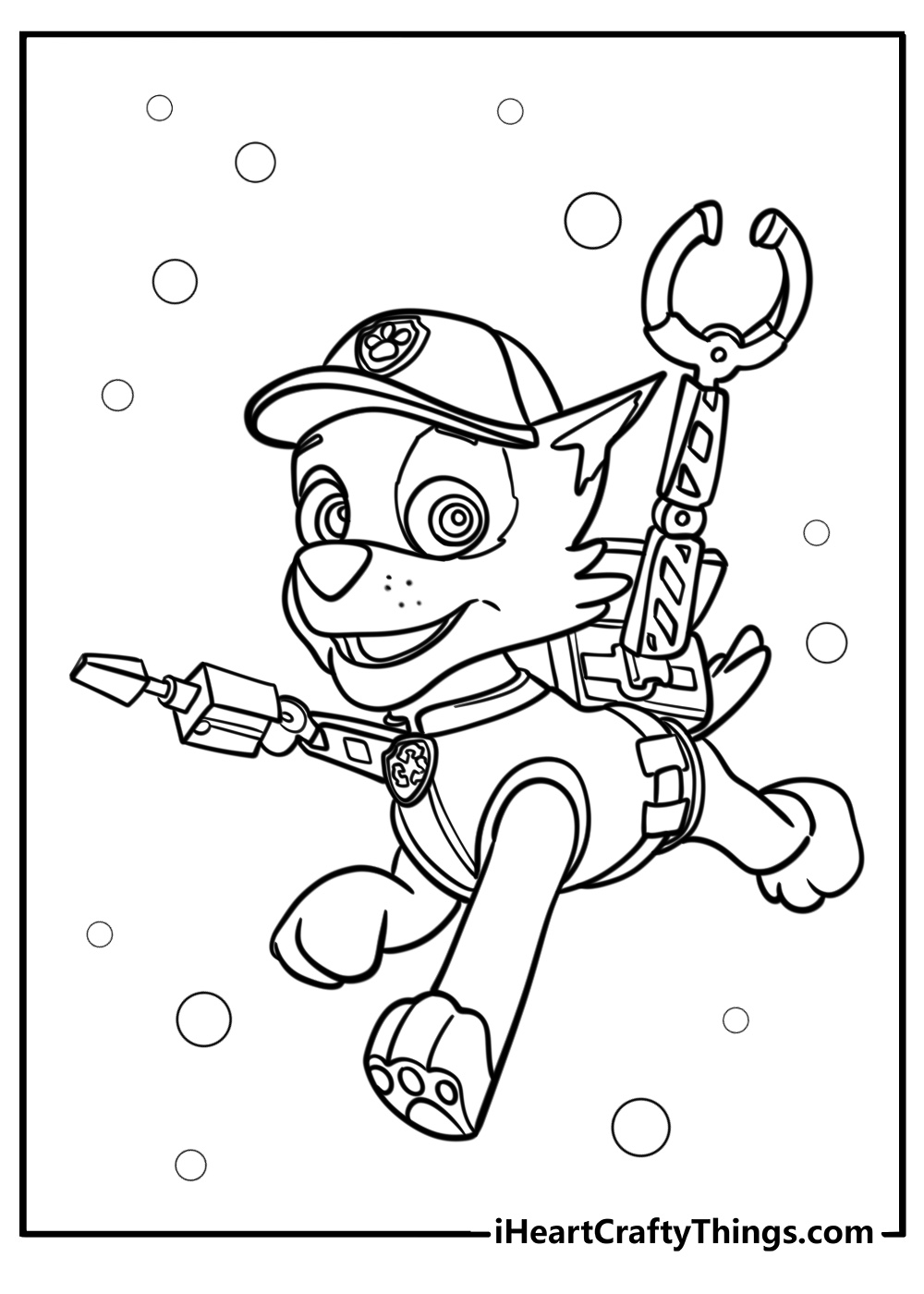 Rocky fixing things with his tools free coloring page