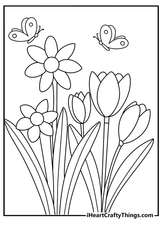 spring flowers coloring page