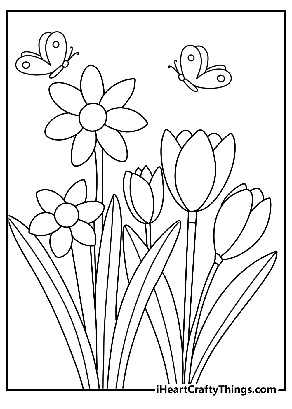 spring flowers coloring page