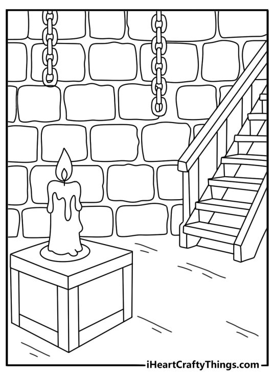 A candlelit basement with chains on the wall makes this horror printable
