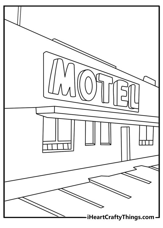 An old motel sign glows above an empty parking lot in this creepy page
