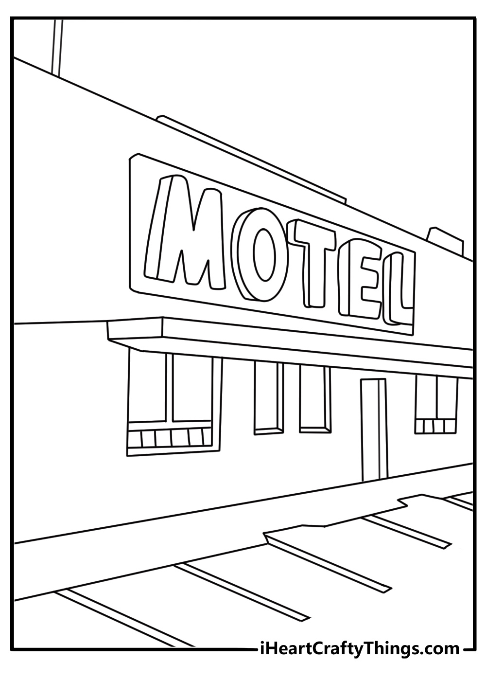 An old motel sign glows above an empty parking lot in this creepy page