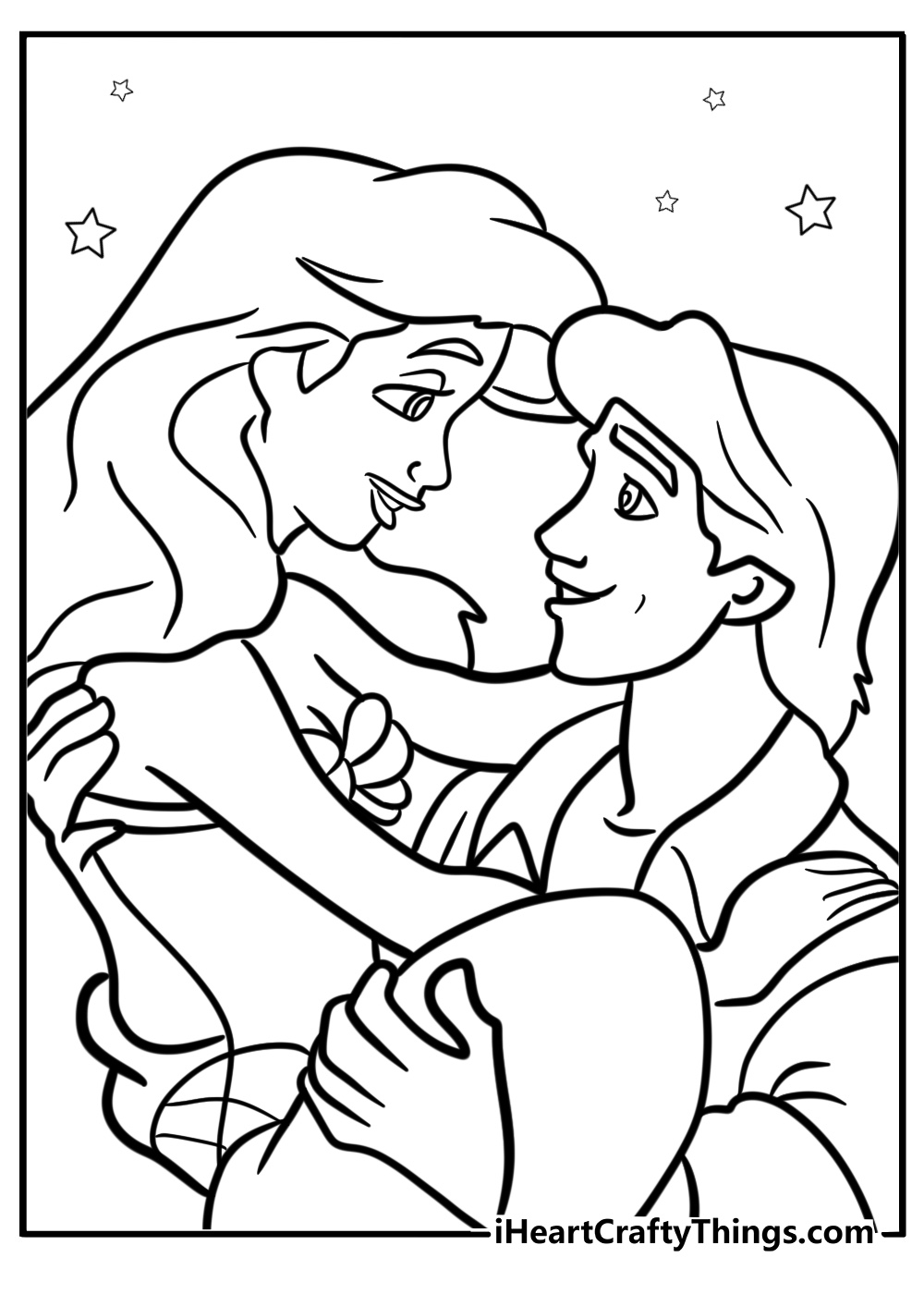 Ariel and Eric together free coloring page