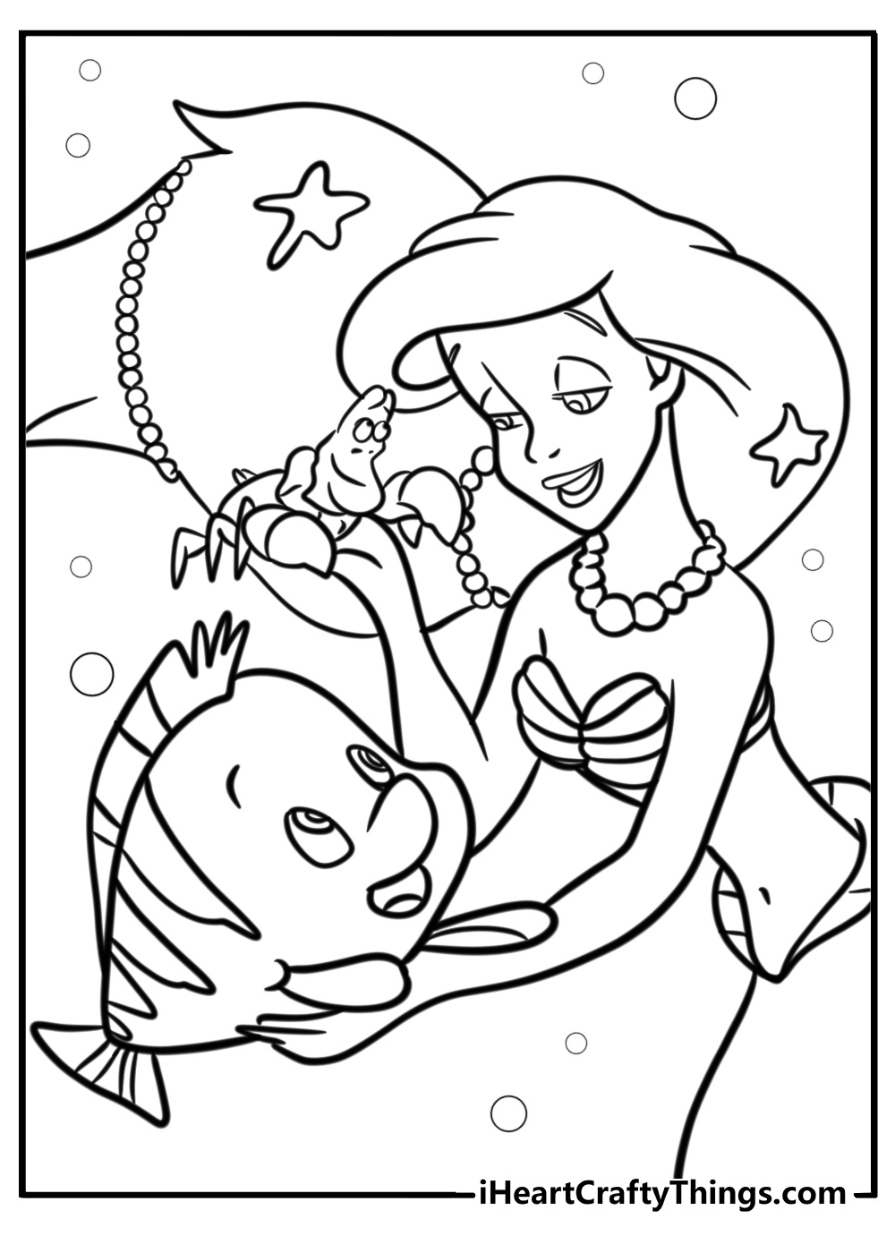 Ariel and her underwater friends coloring page