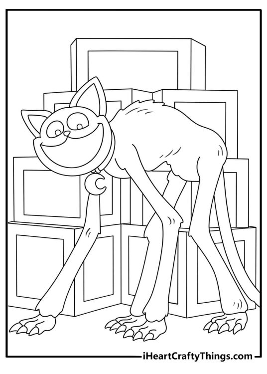 CatNap creeps past stacked crates in this easy printable