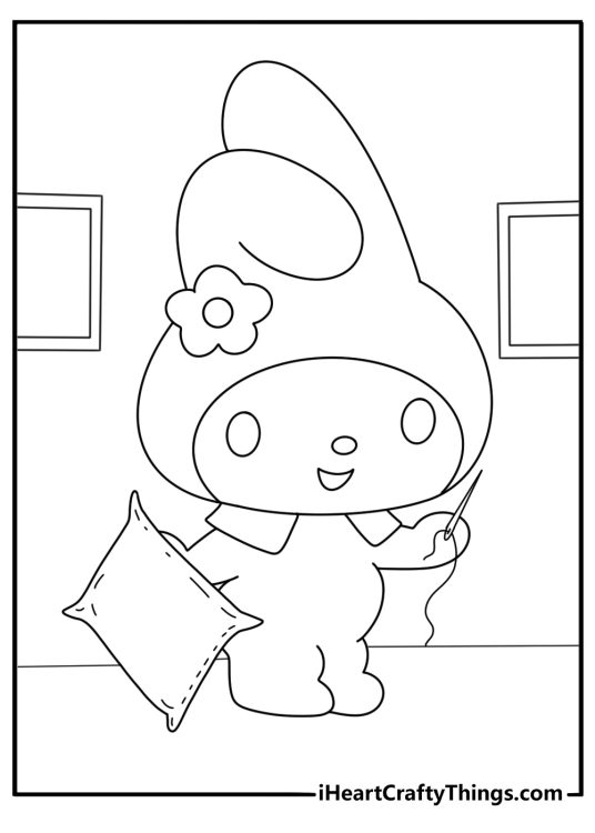 Cute My Melody coloring sheet sewing a small pillow