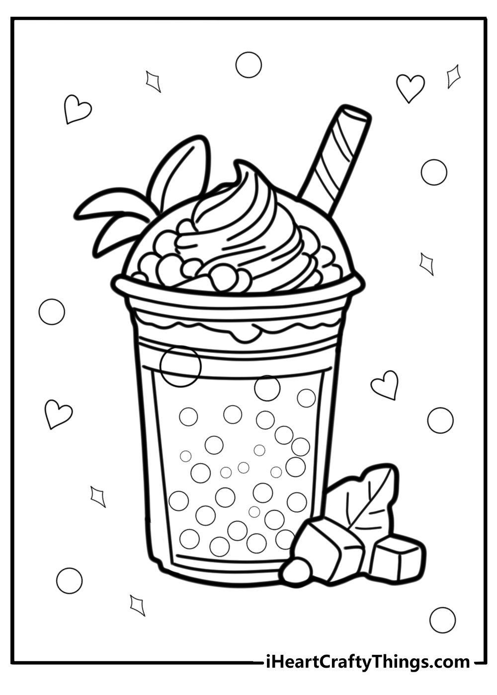 Aesthetic boba coloring page