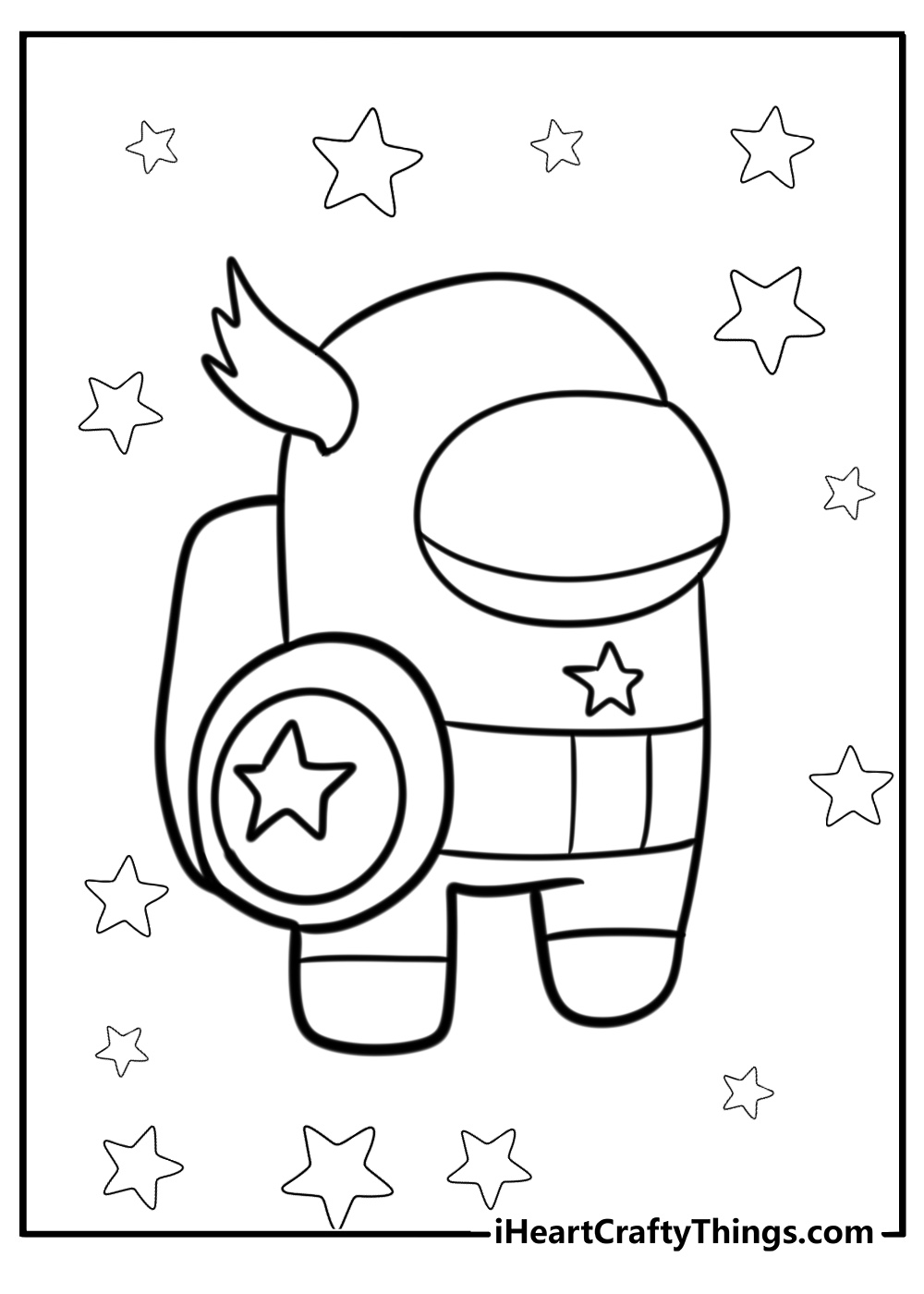 Among us captain america coloring page