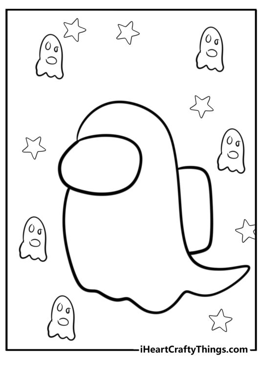Among us ghost coloring page