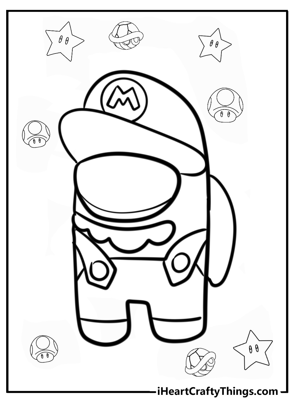 Among us mario coloring page