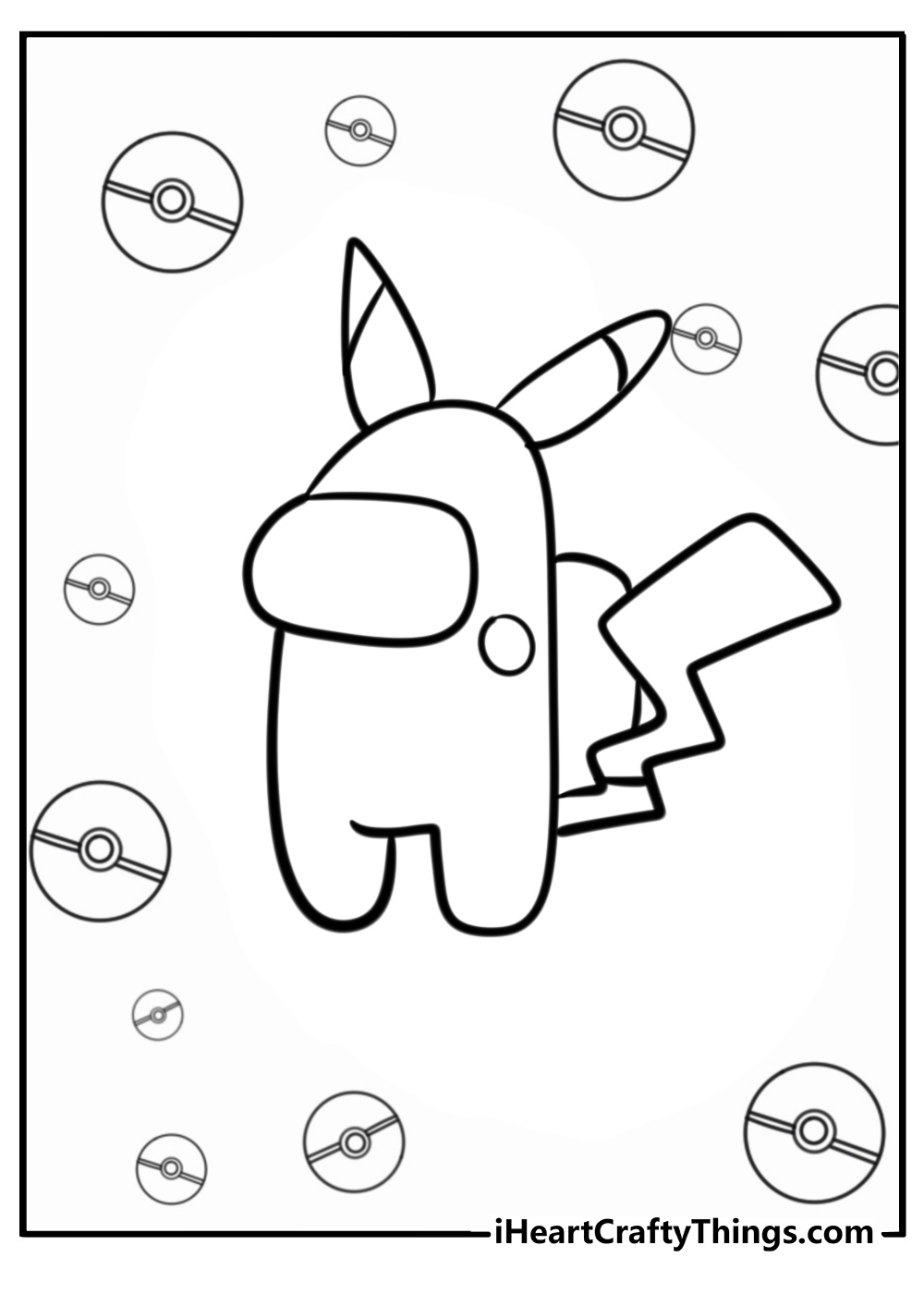 Among us pikachu coloring page