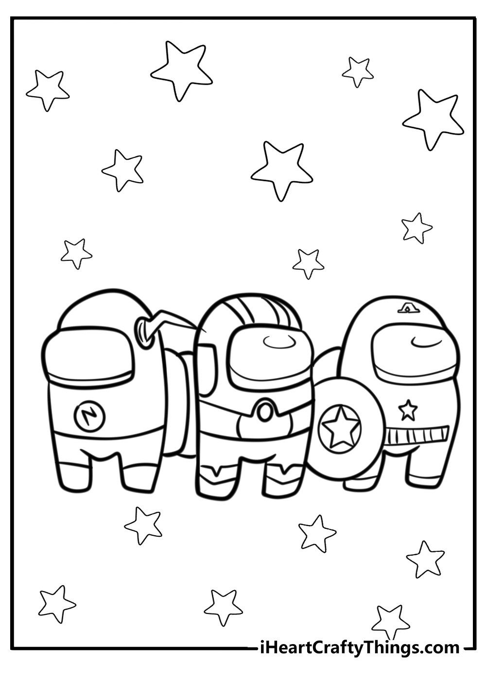 Among us superhero coloring pages