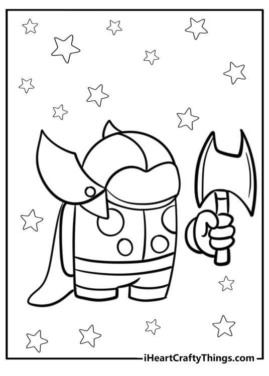Among us thor coloring page