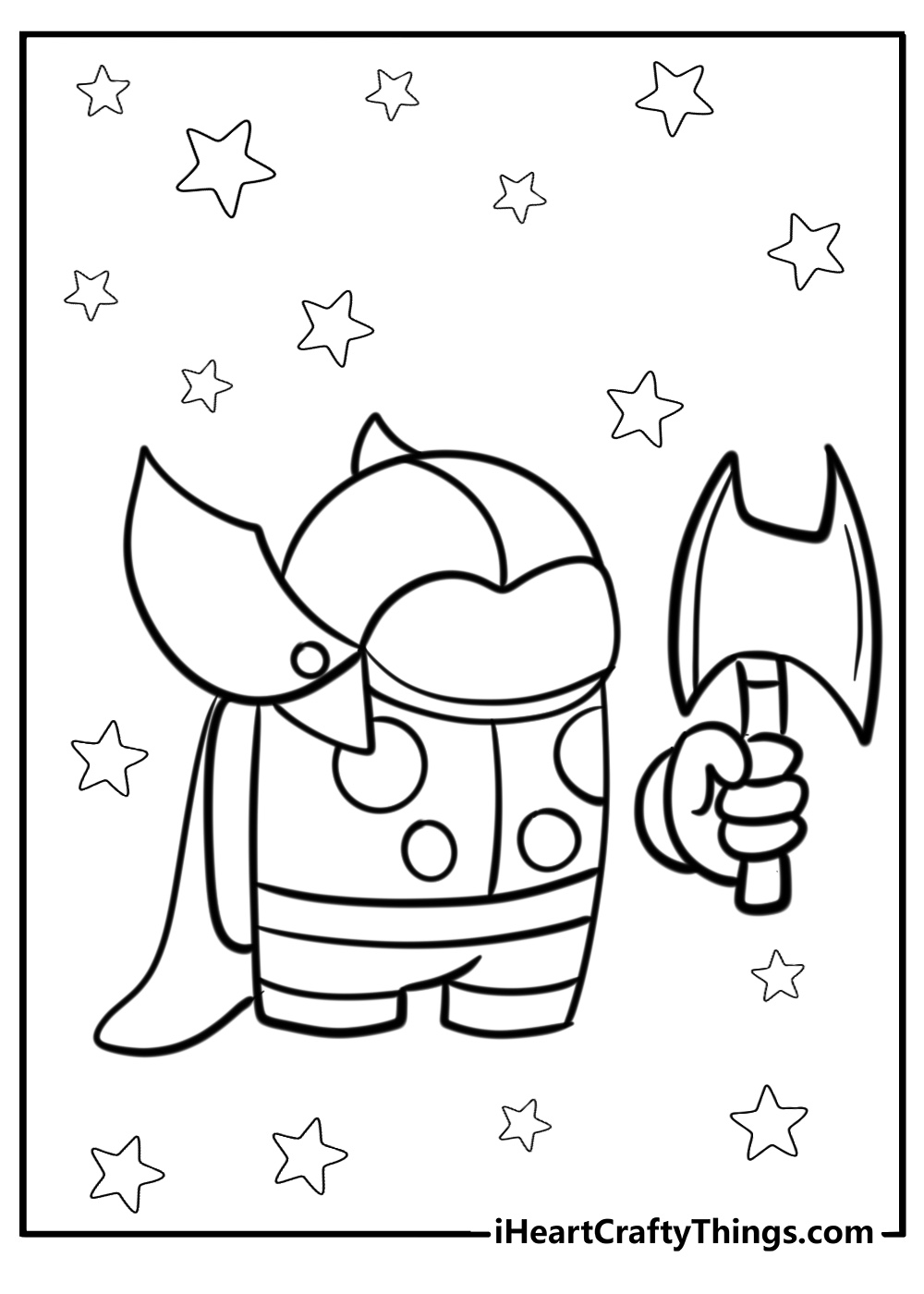 Among us thor coloring page