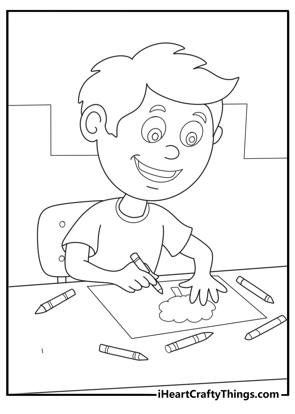 art time back to school coloring sheet for kids using crayons