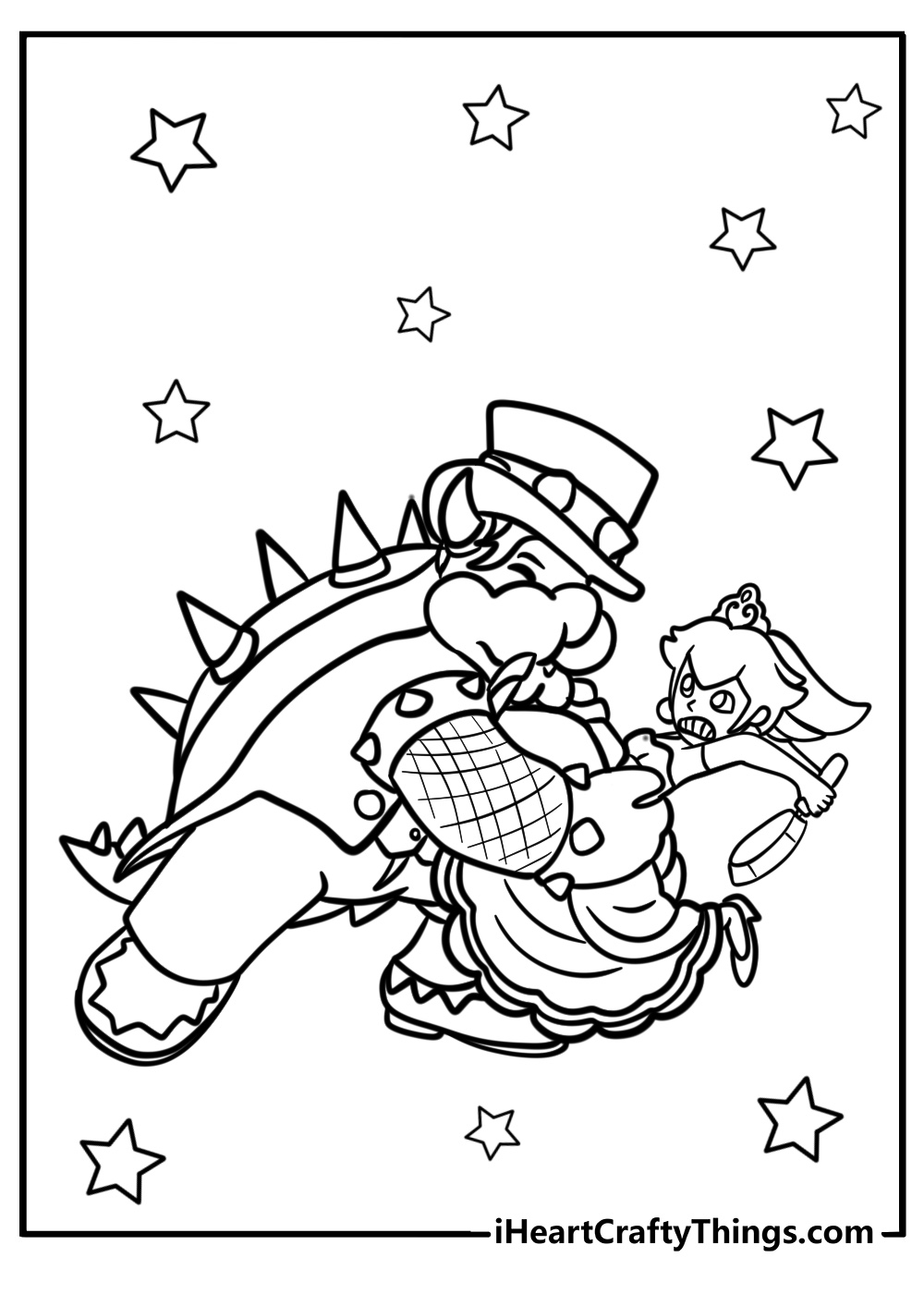 Bowser and peach coloring page