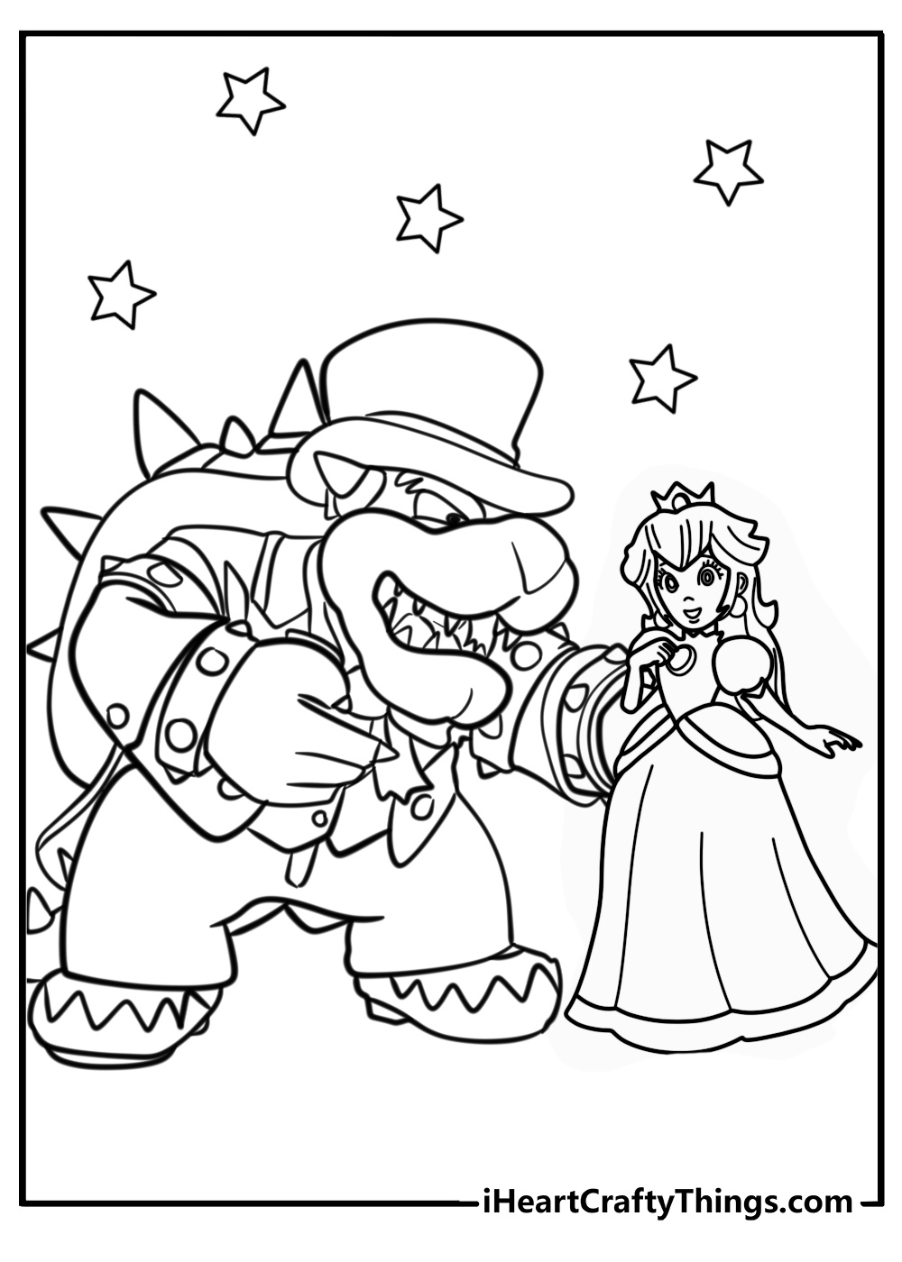 Bowser and princess peach coloring pages