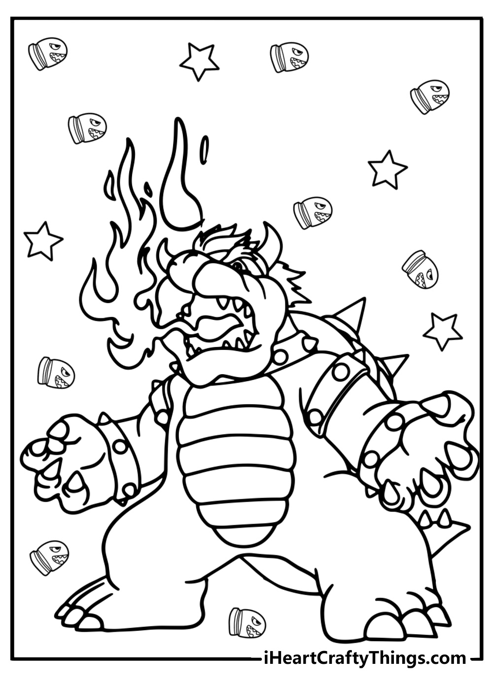 Bowser clipart black and white