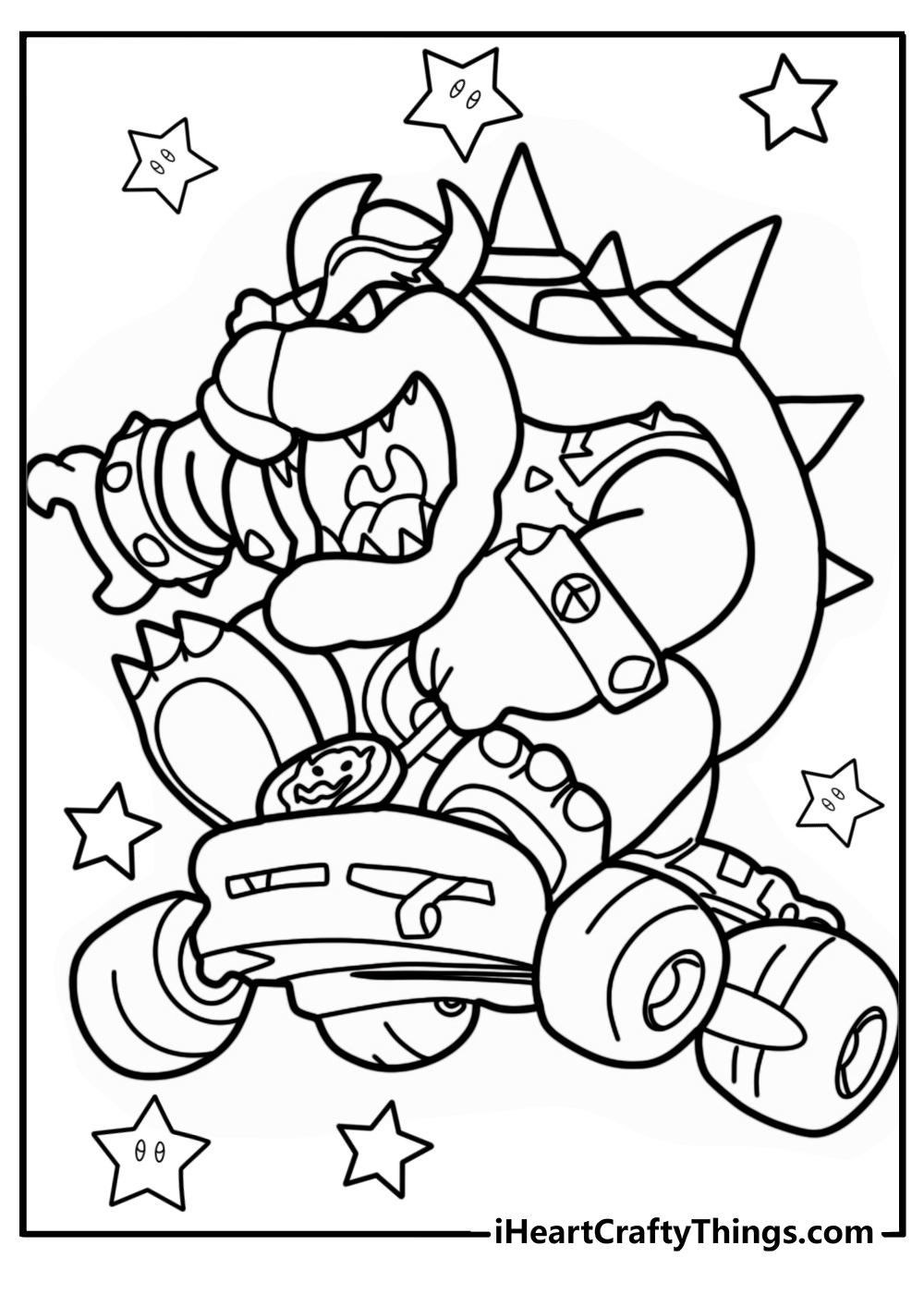 Bowser mario kart coloring pages