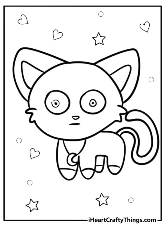 Coloring page for kids depicting CatNap looking cute and creepy at the same time