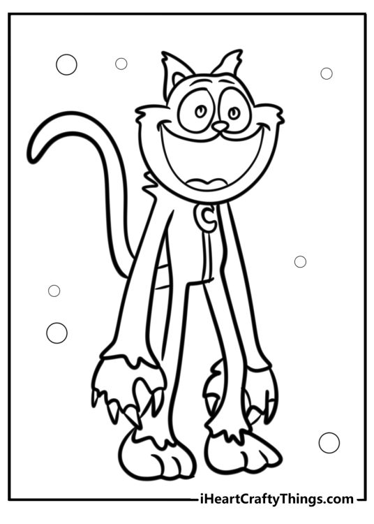 Printable sheet to color featuring CatNap wearing his cat suit and a moon-shaped pendant