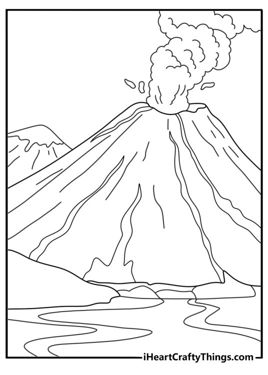 cinder cone coloring page small steep volcano made of loose rock simple printable