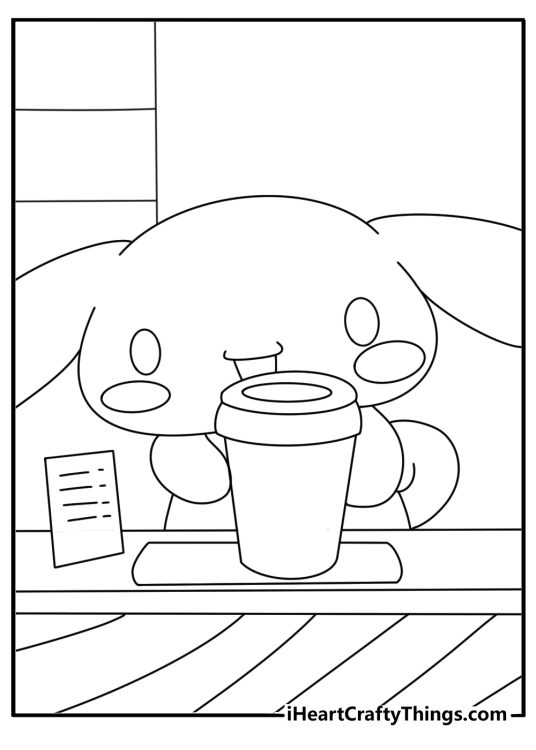 cozy cafe counter with cinnamoroll serving coffee makes this cute printable