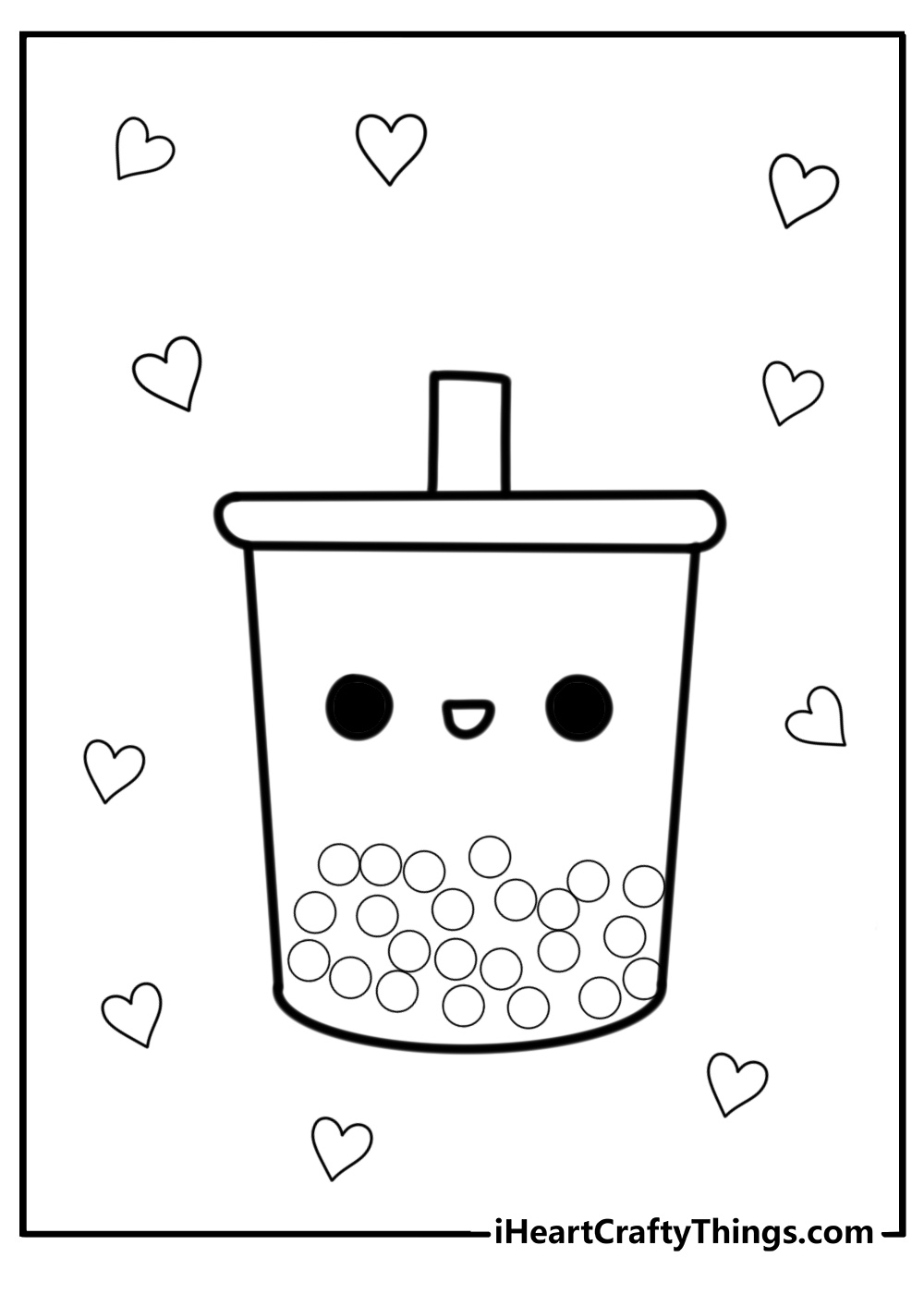 Cute boba tea coloring pages