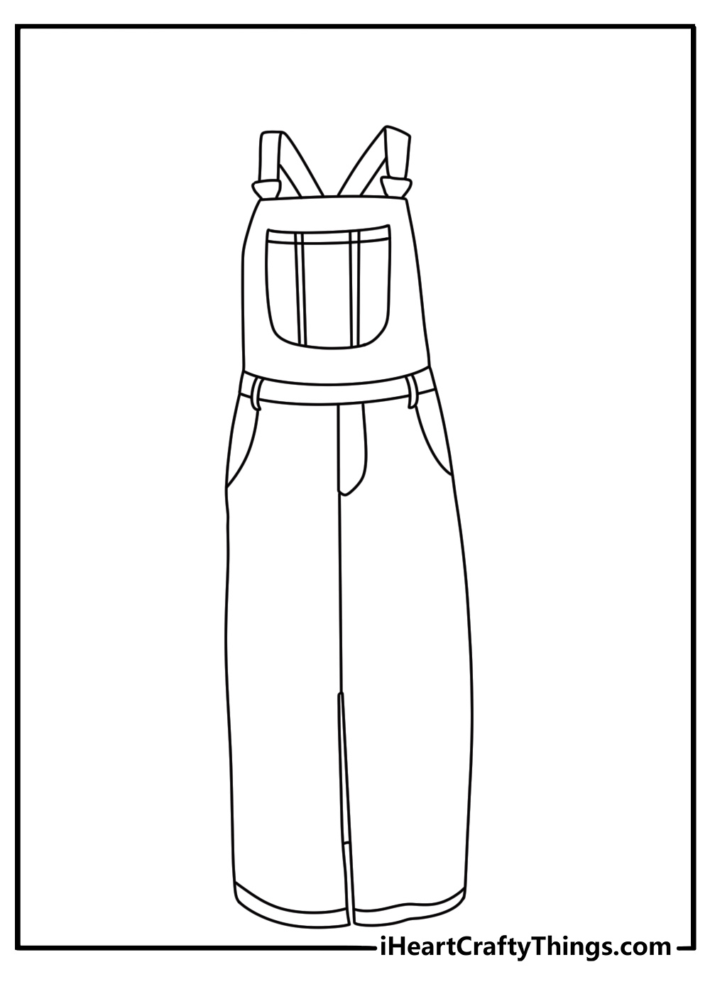 dress coloring page featuring a denim pinafore with large front pockets