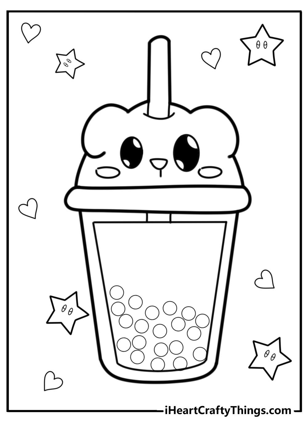 Kawaii bubble tea coloring pages