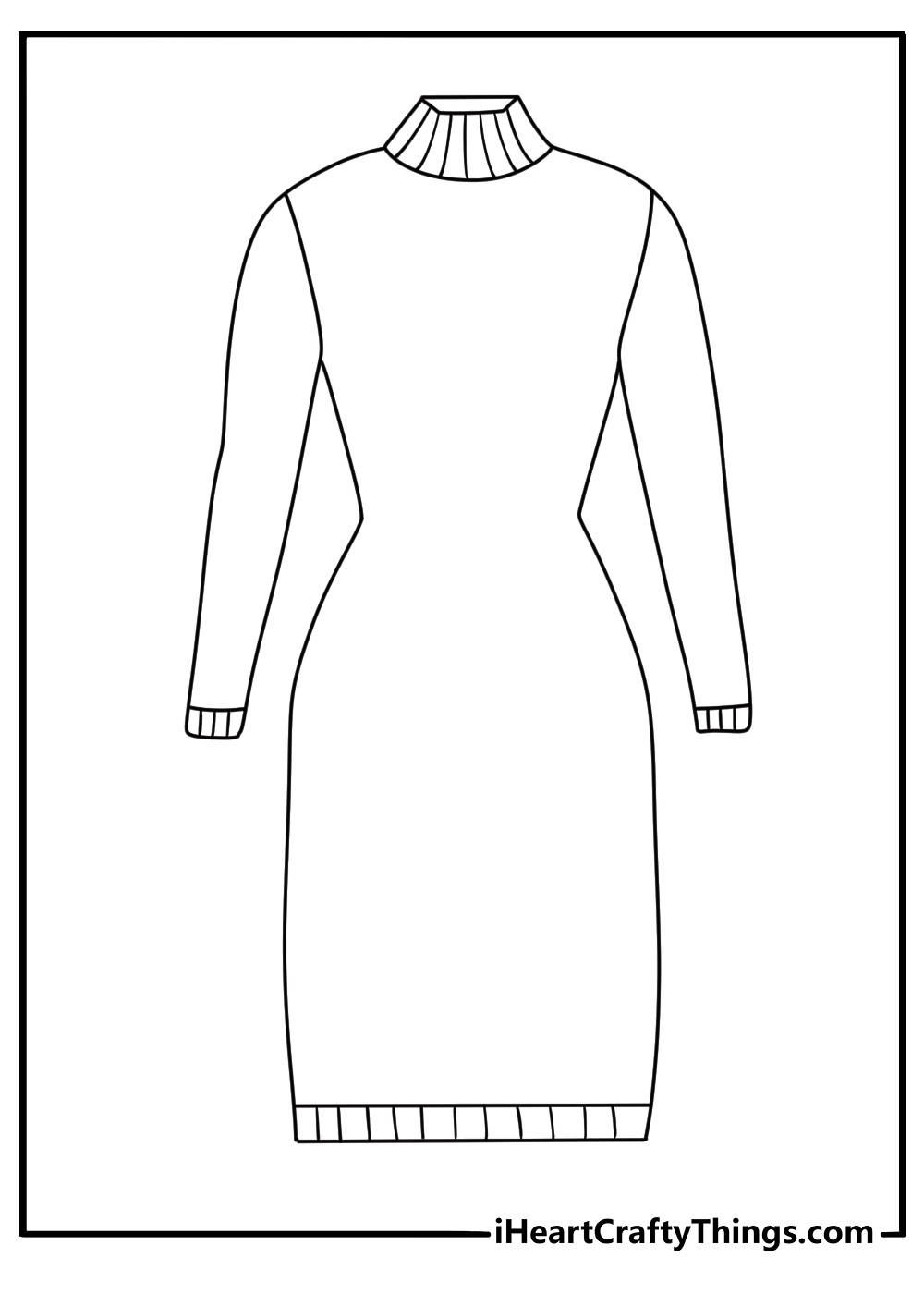 knitted turtleneck dress with long sleeves makes this cozy coloring sheet