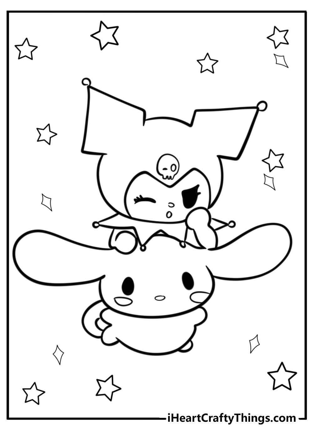 Kuromi and cinnamoroll coloring page